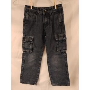 Sean John Boys Size 7 Dark Wash Denim Blue Jeans Straight Leg Cargo Style